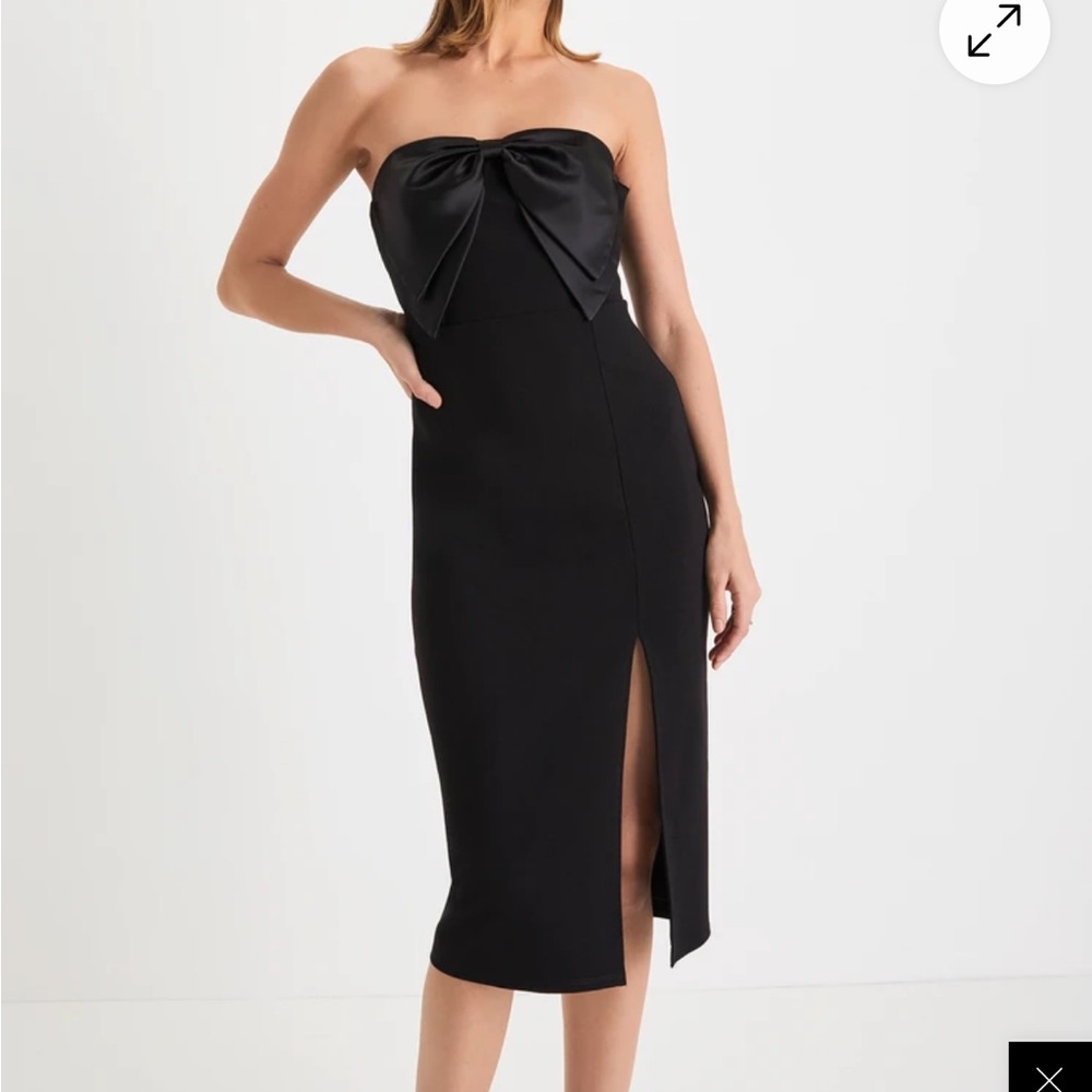 Elegant Black Bow Strapless Dress